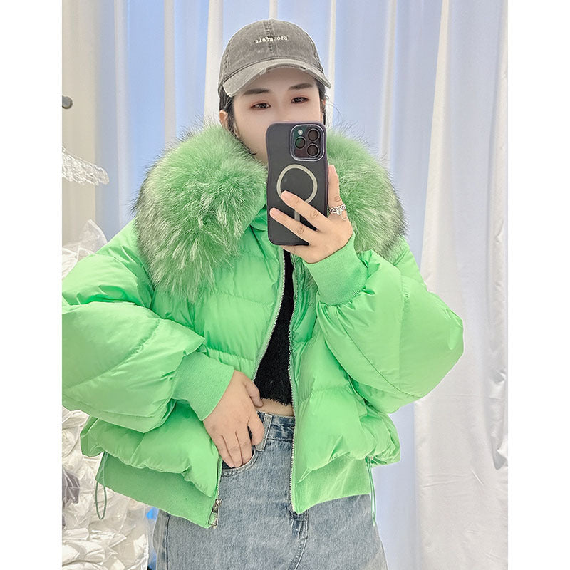 Women's Premium Down Jacket with Fur Trim