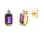 Pendientes de Stud de Diamante de Amatista de 0.53ct en Oro Amarillo de 10KT