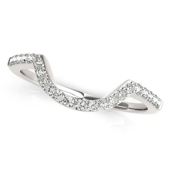Bague de mariage en diamant courbé en or blanc 14 carats
