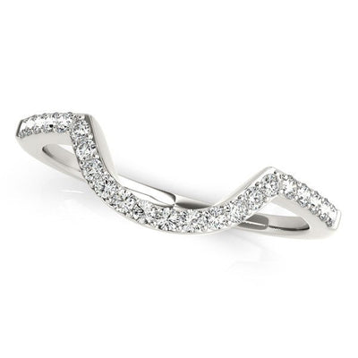 Anillo de boda de diamantes curvado en oro blanco de 14k