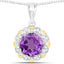 Colgante de amatista genuina de 1.87 quilates y diamantes en oro de 14K y plata esterlina
