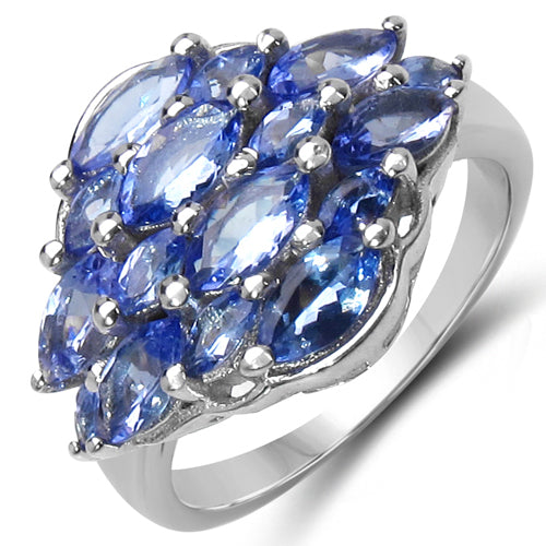 2.48 Carat Genuine Tanzanite Sterling Silver Engagement Ring