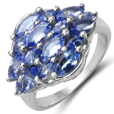 Bague de fiançailles en argent sterling avec tanzanite véritable de 2,48 carats