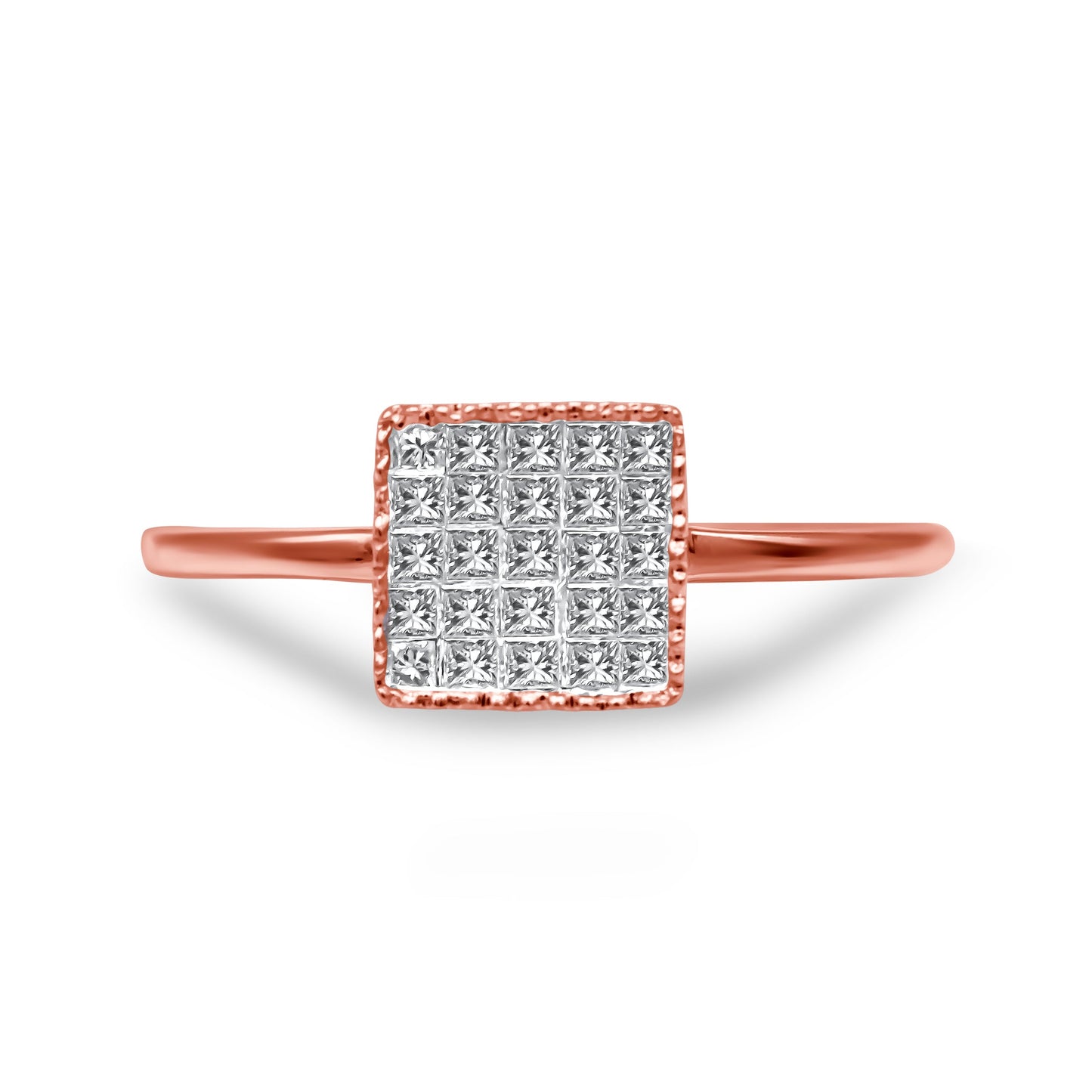 10K Rose Gold 1/3 Cttw Princess Cut Diamond Engagement Ring - Size 7