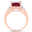 Bague en argent sterling plaqué or rose 14K avec rubis et topaze blanche