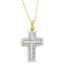 Collar con colgante de cruz de diamantes de múltiples filas en oro amarillo de 14 quilates