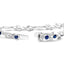 18K White Gold Diamond & Blue Sapphire Floral Link Bracelet - Size 7"