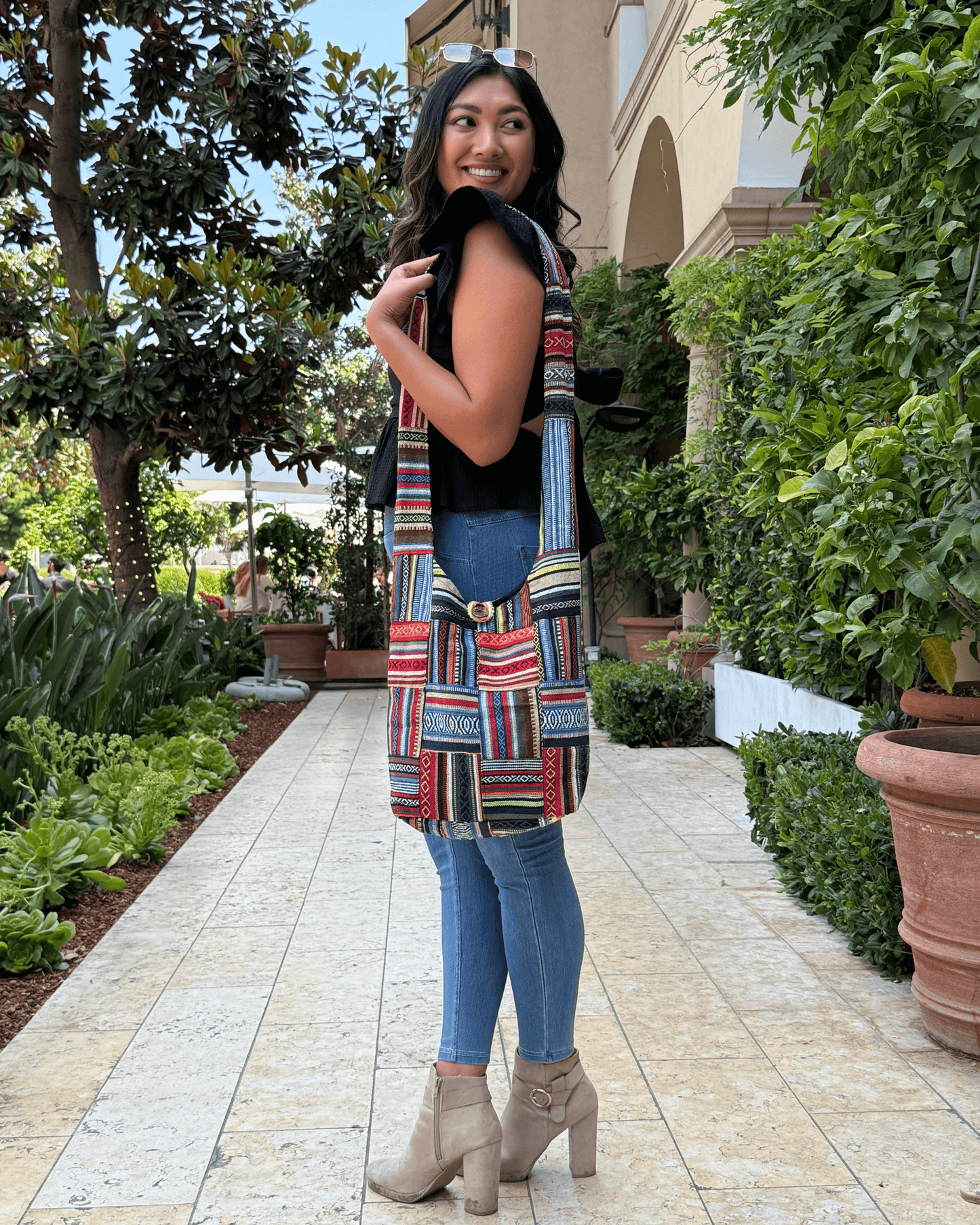 Sac Hobo Rayé Patchwork de la Collection Kathmandu