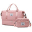 Large-Capacity Quilted Travel Duffel Bag with Embroidered Handle