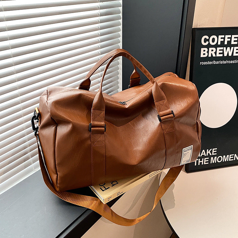 Grand Sac de Sport en Cuir Souple avec Compartiment à Chaussures
