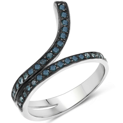 Bague de fiançailles en argent sterling avec diamant bleu véritable de 0,46 carat