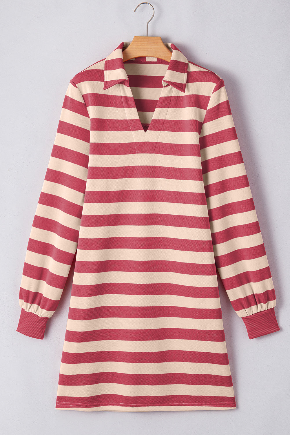 Chic Black Striped Collar Long Sleeve Mini Dress - Effortlessly Elegant Casual Wear for Women - Korvel