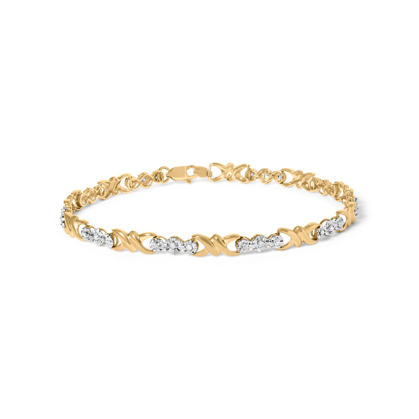 Pulsera de Diamantes X-Link de Oro Amarillo de 10k - 7.50 Pulgadas