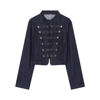 Veste en denim double boutonnage ajustée à la mode