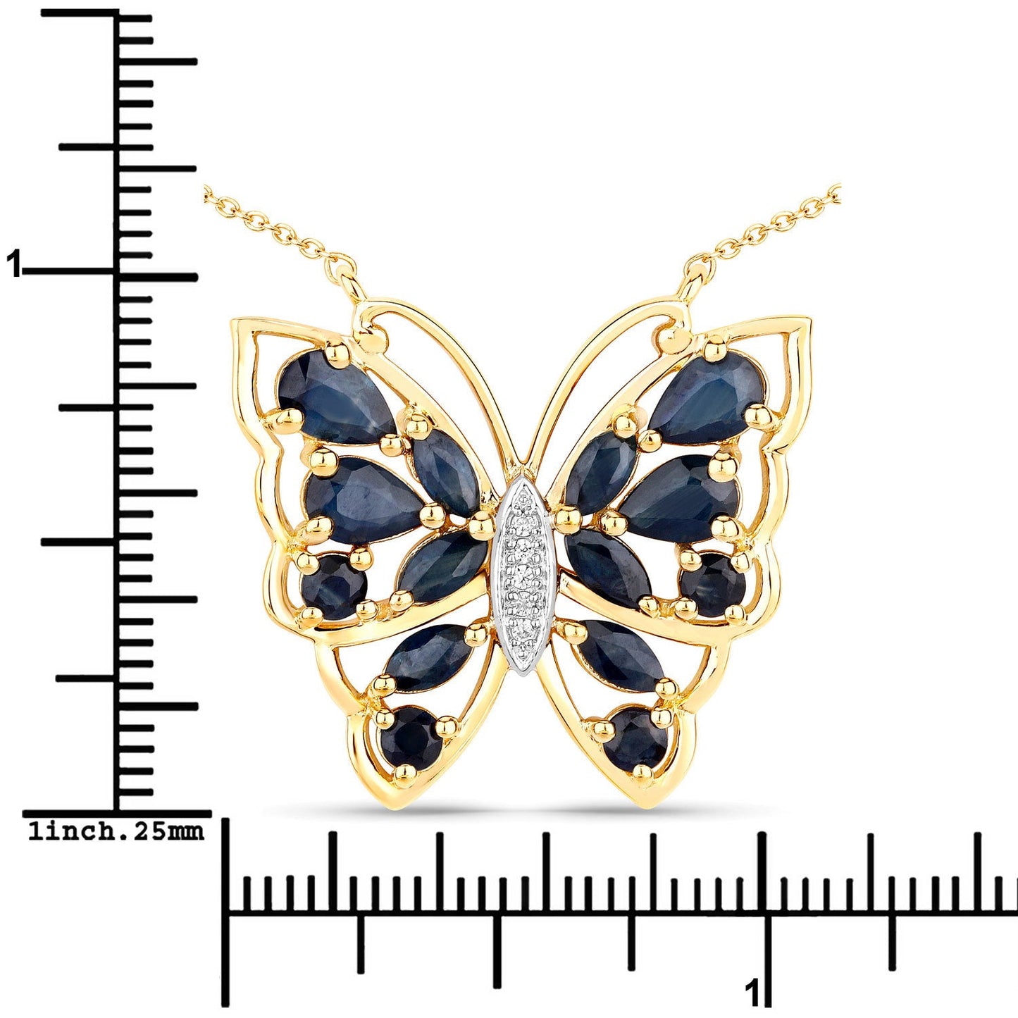 Collier en saphir bleu véritable de 2,94 carats et zircon blanc