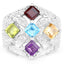 Anillo de cóctel elegante de múltiples piedras en plata esterlina .925