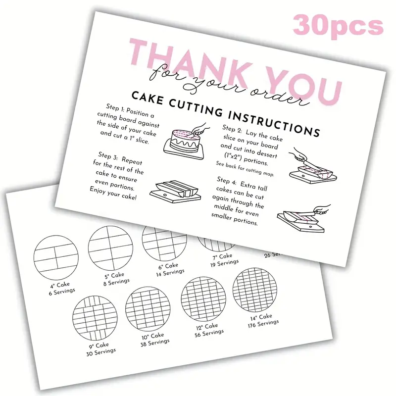 Cake Cutting Instructions  4x6 - 10ct - Korvel