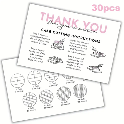 Cake Cutting Instructions  4x6 - 10ct - Korvel
