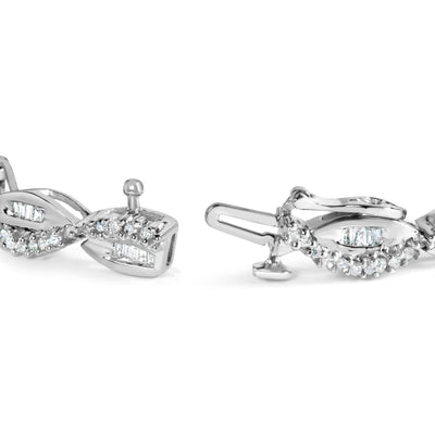 Bracelet en or blanc 14K avec diamants en spirale et en forme de poire - 2,00 cttw