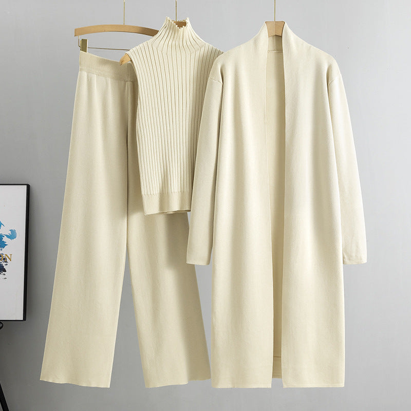 Ensemble Tricoté Élégant 3 Pièces pour Femmes