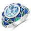 3.25 Carat Swiss Blue Topaz Sterling Silver Engagement Ring