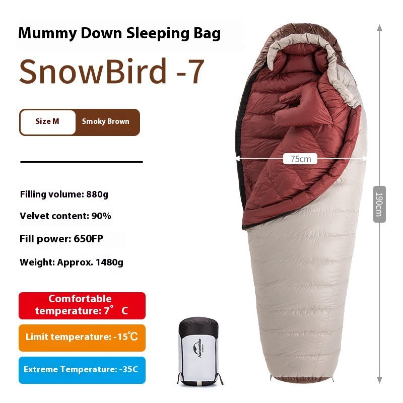 Sac de couchage momie en duvet d'oie premium pour un confort en plein air