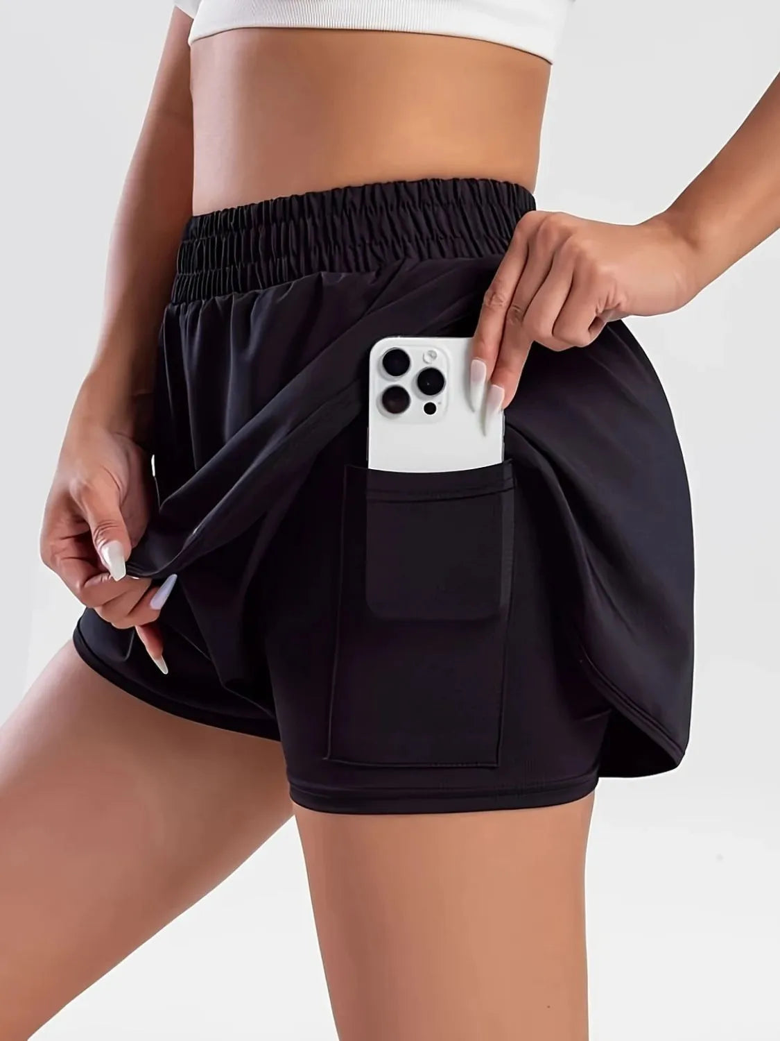 Shorts Actifs Taille Haute avec Poches