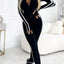 Plus Size Stripe Zip-Front Long Sleeve Jumpsuit