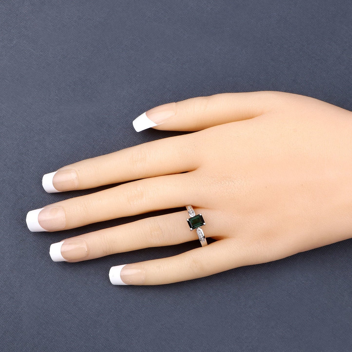1.19 Carat Green Tourmaline & Diamond 14K White Gold Ring