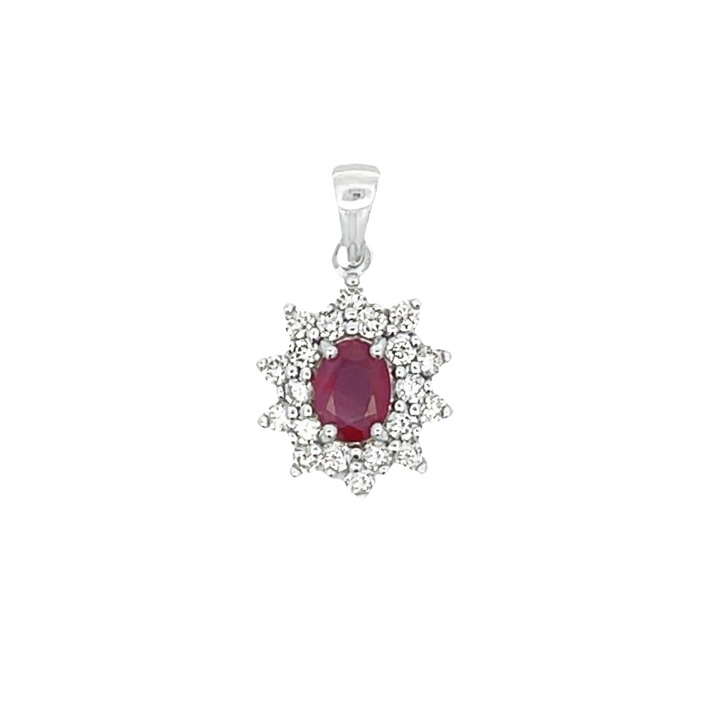 1.65ct Ruby and Diamond Pendant in 14KT White Gold