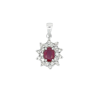 Pendentif en Rubis et Diamants de 1,65 ct en Or Blanc 14KT