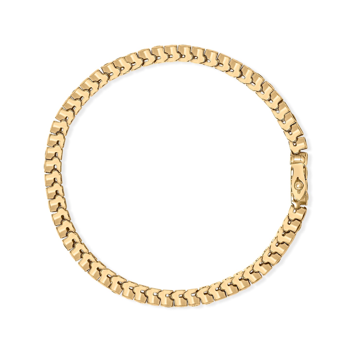 14K Yellow Gold Diamond & Blue Sapphire Tennis Bracelet - 7 Inches
