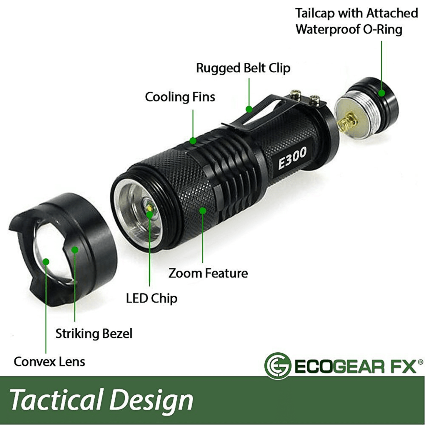 EcoGear FX E300 Lampe de Poche Tactique EDC