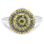 Anillo de Plata Esterlina con Diamantes Verdes y Amarillos de 0.39 Quilates