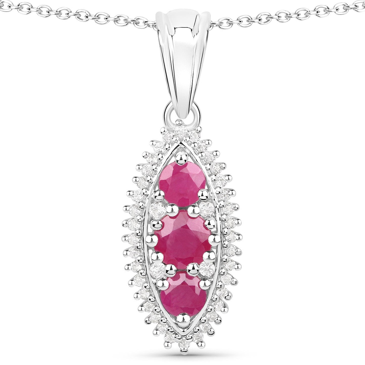 Conjunto de Joyería de Rubí y Topacio Blanco de 4.32 Quilates en Plata Esterlina
