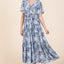 Floral Tie Waist Flutter Sleeve Tiered Dress for Women