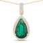 IGI Certified 3.22 Carat Zambian Emerald & Diamond 14K Gold Pendant