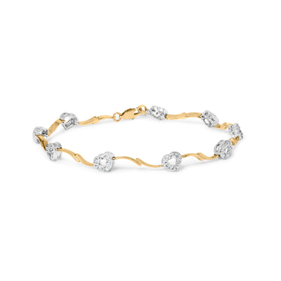 10k Two-Tone Gold Diamond Heart S-Link Bracelet - 1/3 Cttw