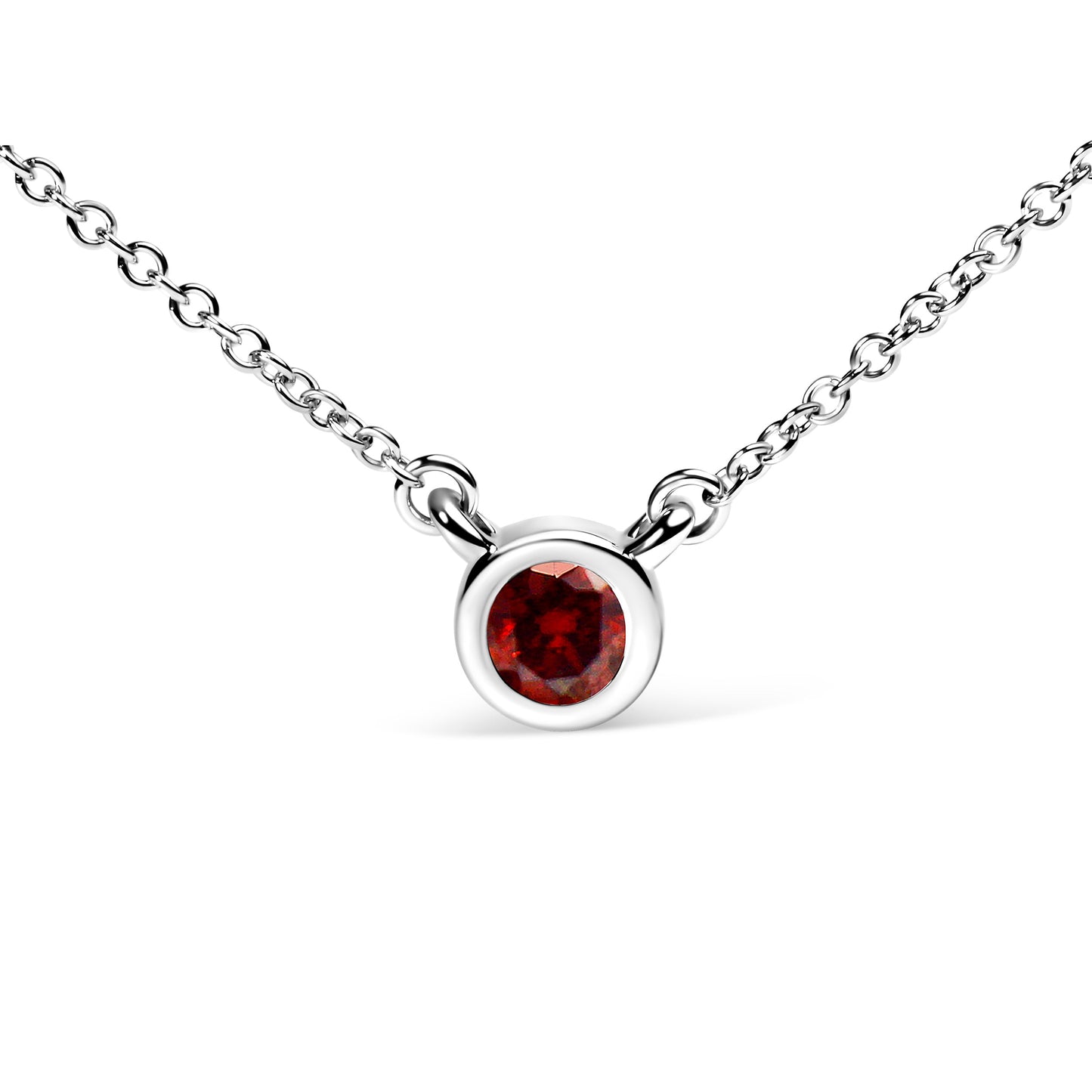 Collar con colgante de diamante rojo cultivado en laboratorio de oro blanco de 14 quilates
