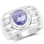 3.55 Carat Genuine Tanzanite Sterling Silver Engagement Ring