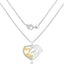 Two Tone Plated Sterling Silver Pendant with Genuine White Diamonds