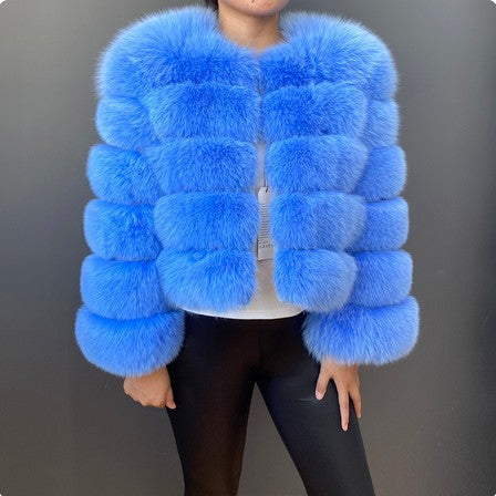 Elegant Faux Fur Patchwork Overcoat