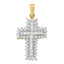 Collar con colgante de cruz de diamantes de múltiples filas en oro amarillo de 14 quilates