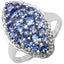 1.25 Carat Genuine Tanzanite Cluster Ring in Sterling Silver