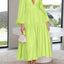 Elegant Lightweight Deep V-Neck Balloon Sleeve Maxi Dress