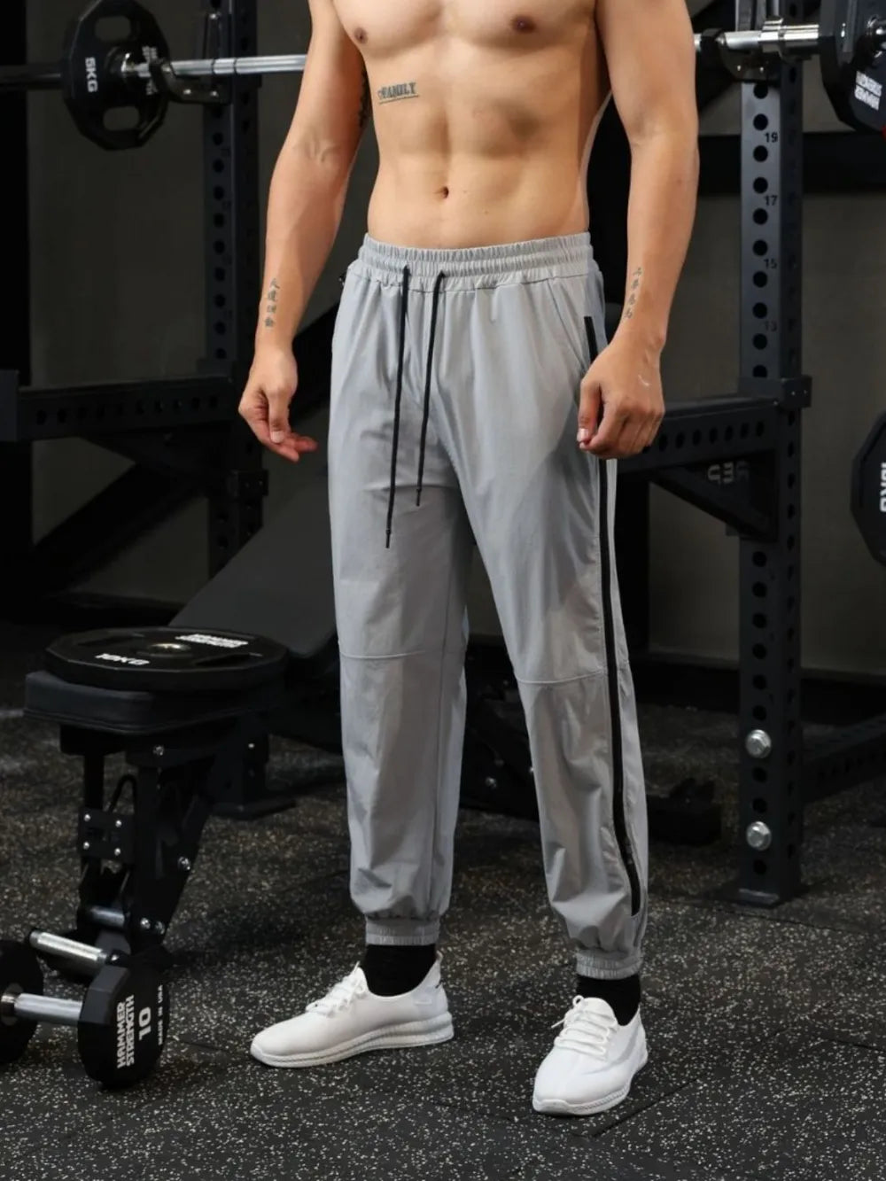 Joggers en couleur unie avec cordon de serrage pour hommes