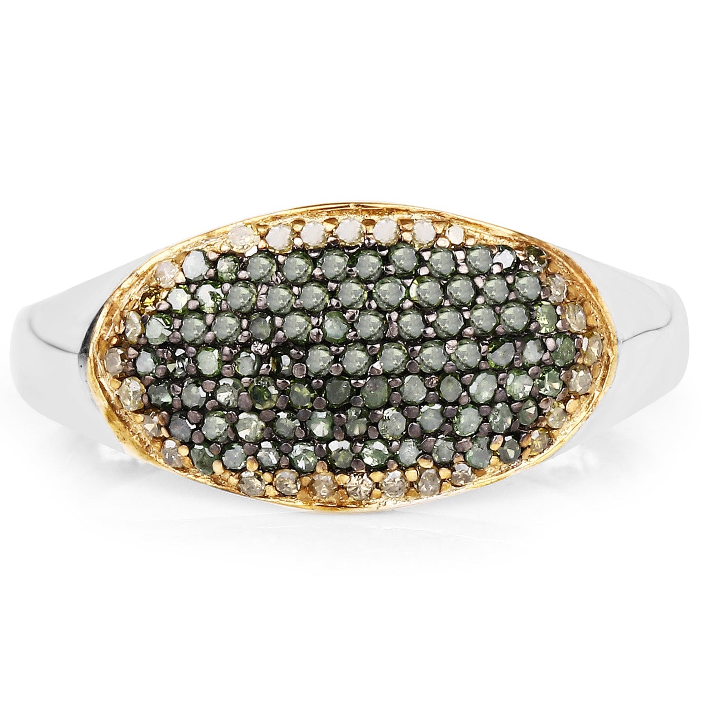0.45 Carat Genuine Green and Yellow Diamond Sterling Silver Ring