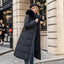 Winter Slim Long Jacket with Fur Hood for Women