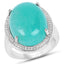 Bague en argent sterling de 15,09 carats en amazonite véritable et topaze blanche