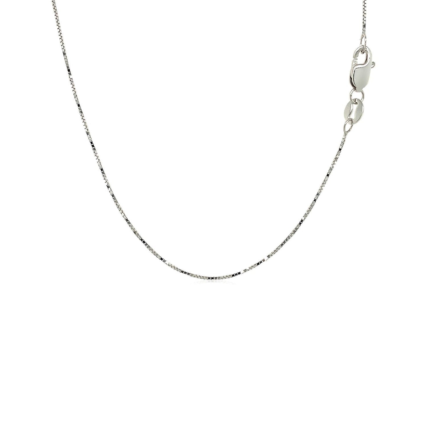 18k White Gold Box Chain - 0.6mm Elegance